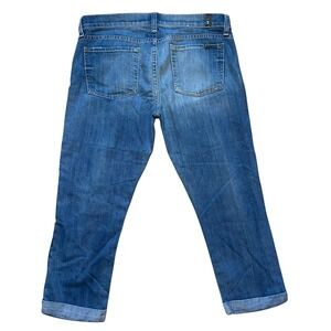 VTG 7 For All Mankind The Skinny Crop Roll Jeans Blue Womens 28 USA Made‎ Capris